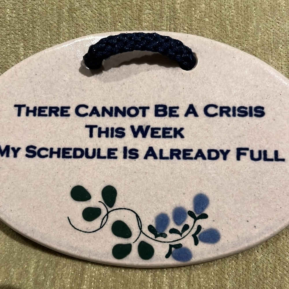 Mountain Meadows Pottery Wallhanging "There Cannot be a crisis this week..." - Picture 3 of 7